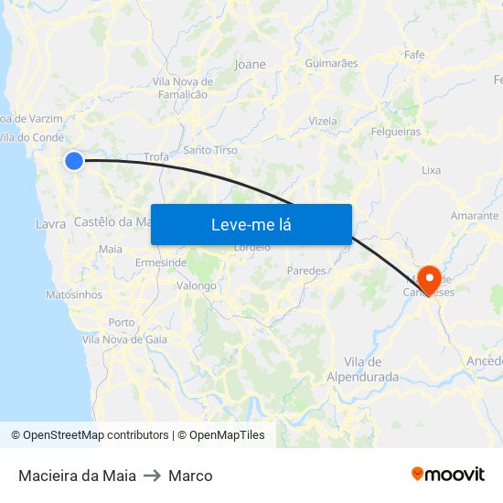 Macieira da Maia to Marco map