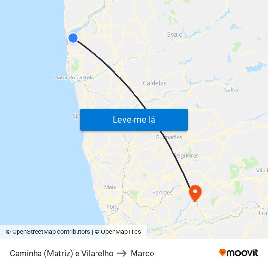 Caminha (Matriz) e Vilarelho to Marco map