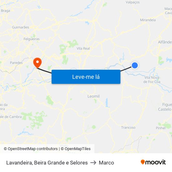 Lavandeira, Beira Grande e Selores to Marco map