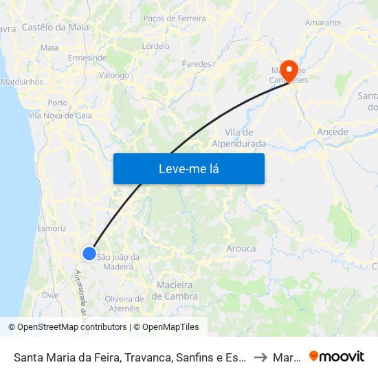 Santa Maria da Feira, Travanca, Sanfins e Espargo to Marco map