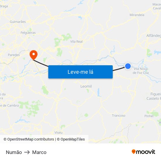Numão to Marco map