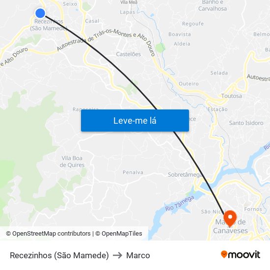 Recezinhos (São Mamede) to Marco map