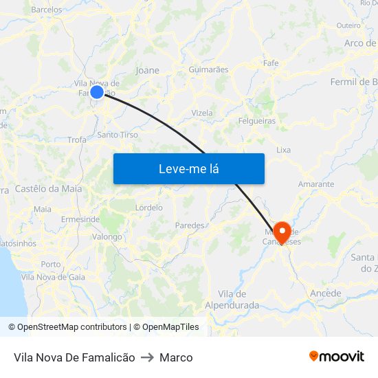 Vila Nova De Famalicão to Marco map