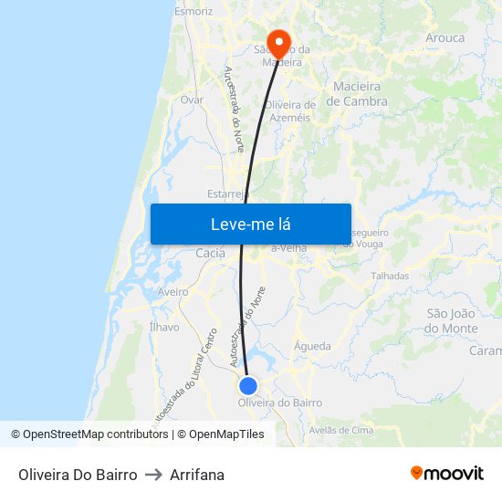 Oliveira Do Bairro to Arrifana map