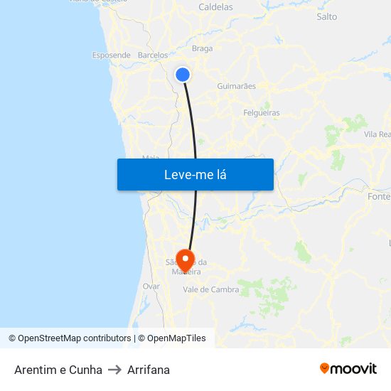 Arentim e Cunha to Arrifana map