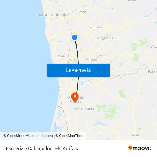 Esmeriz e Cabeçudos to Arrifana map