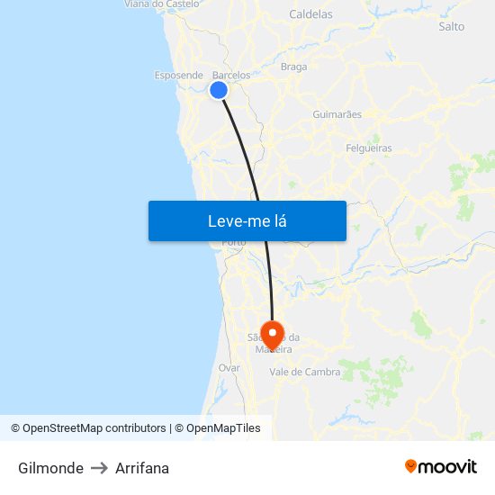 Gilmonde to Arrifana map