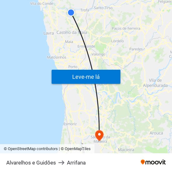 Alvarelhos e Guidões to Arrifana map