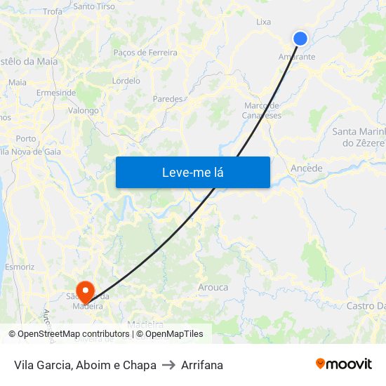 Vila Garcia, Aboim e Chapa to Arrifana map