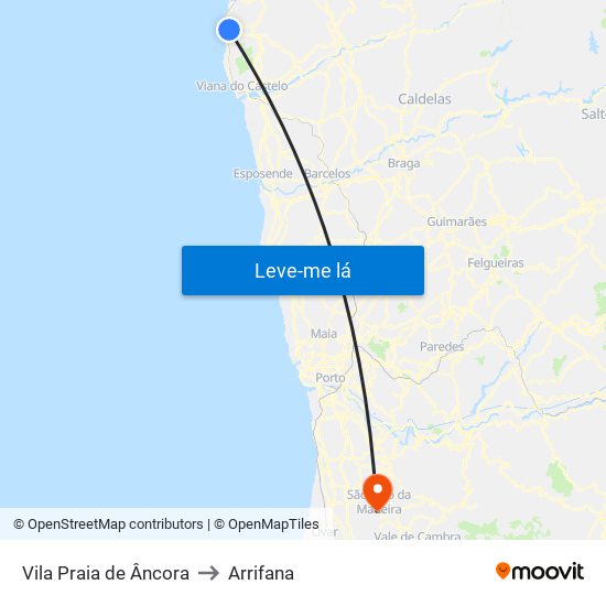 Vila Praia de Âncora to Arrifana map