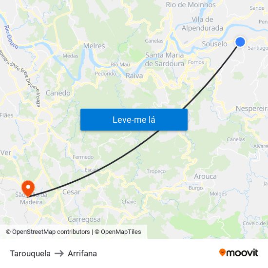 Tarouquela to Arrifana map