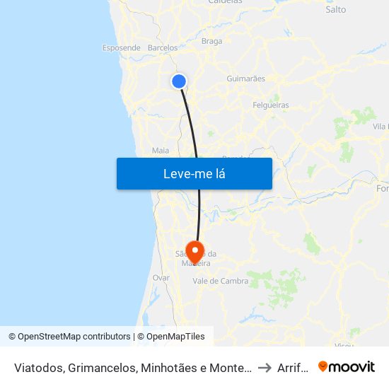 Viatodos, Grimancelos, Minhotães e Monte de Fralães to Arrifana map