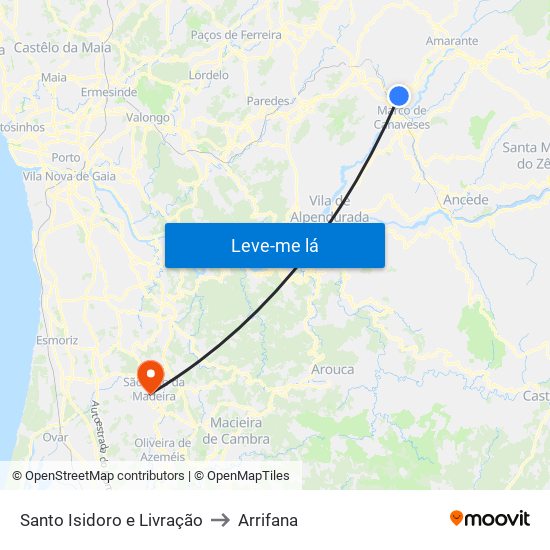 Santo Isidoro e Livração to Arrifana map