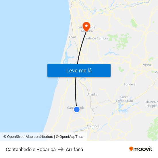 Cantanhede e Pocariça to Arrifana map