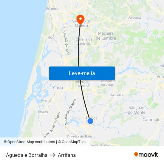 Águeda e Borralha to Arrifana map