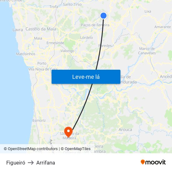 Figueiró to Arrifana map