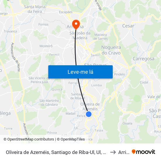 Oliveira de Azeméis, Santiago de Riba-Ul, Ul, Macinhata da Seixa e Madail to Arrifana map