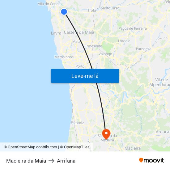 Macieira da Maia to Arrifana map