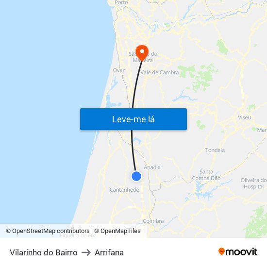 Vilarinho do Bairro to Arrifana map