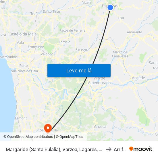 Margaride (Santa Eulália), Várzea, Lagares, Varziela e Moure to Arrifana map