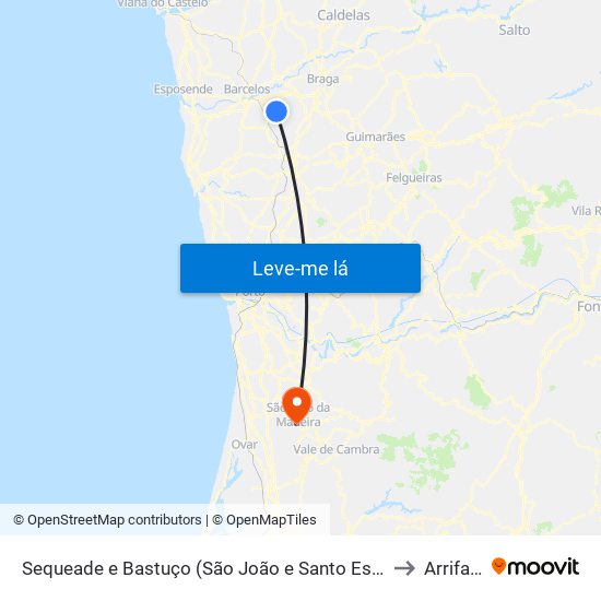 Sequeade e Bastuço (São João e Santo Estêvão) to Arrifana map