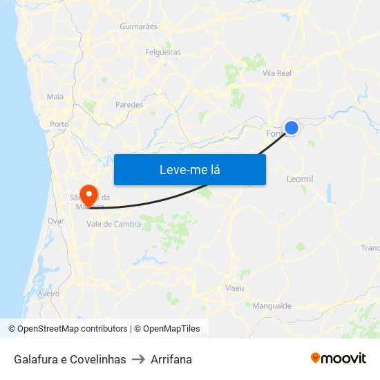 Galafura e Covelinhas to Arrifana map