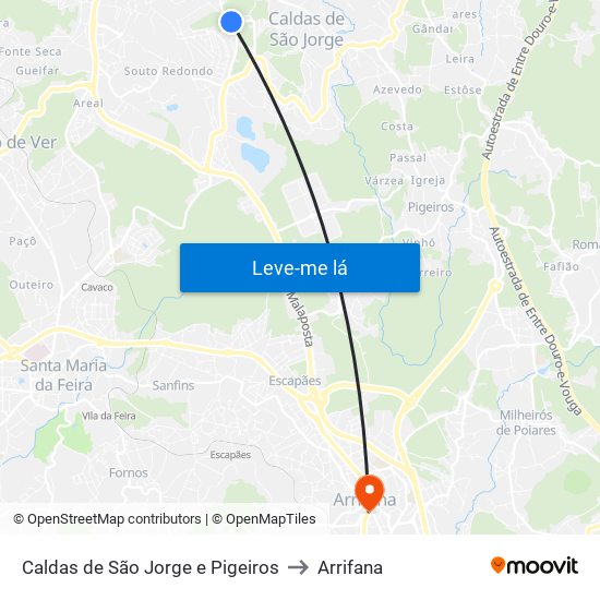 Caldas de São Jorge e Pigeiros to Arrifana map