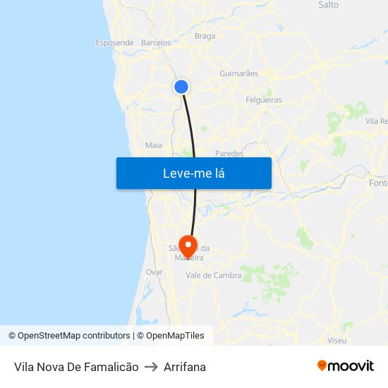 Vila Nova De Famalicão to Arrifana map