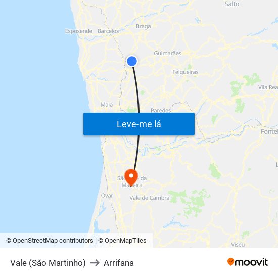 Vale (São Martinho) to Arrifana map