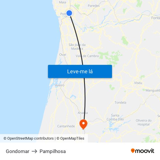 Gondomar to Pampilhosa map