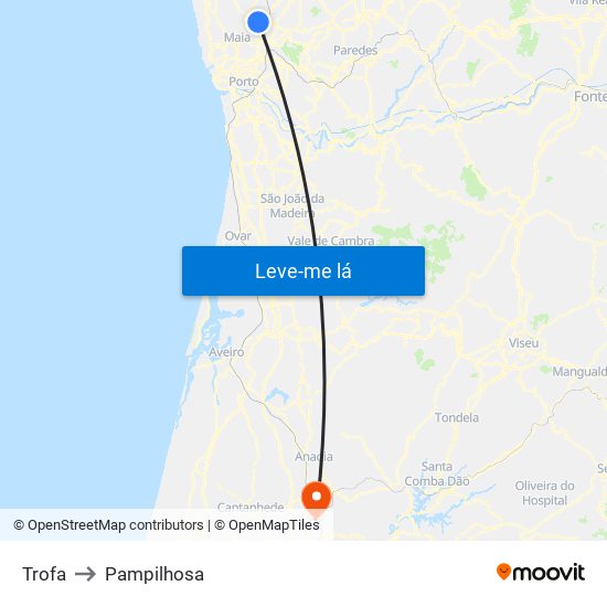 Trofa to Pampilhosa map