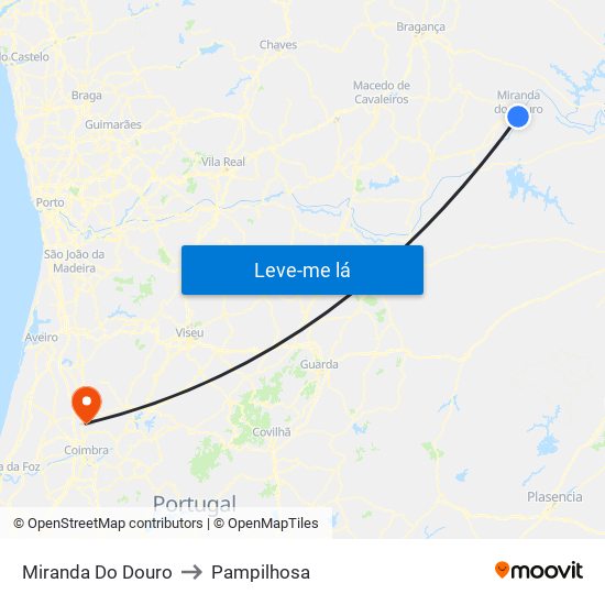 Miranda Do Douro to Pampilhosa map