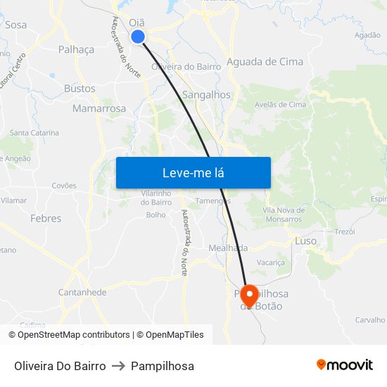 Oliveira Do Bairro to Pampilhosa map