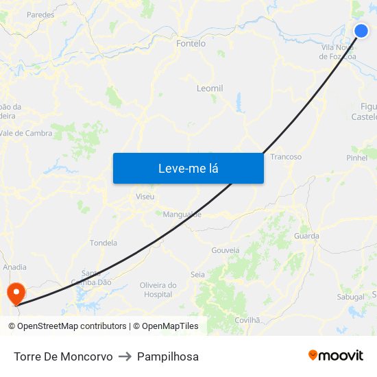 Torre De Moncorvo to Pampilhosa map