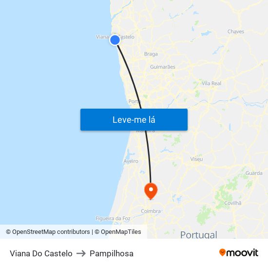 Viana Do Castelo to Pampilhosa map