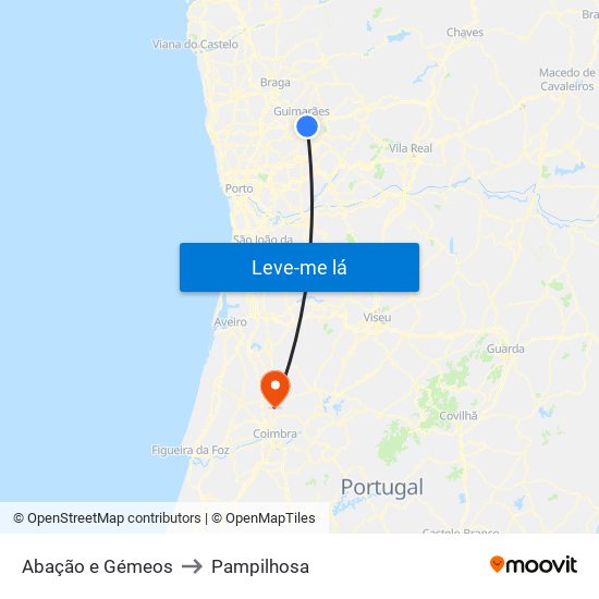 Abação e Gémeos to Pampilhosa map