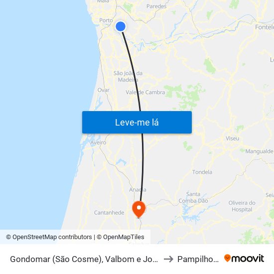 Gondomar (São Cosme), Valbom e Jovim to Pampilhosa map