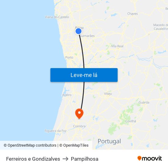 Ferreiros e Gondizalves to Pampilhosa map