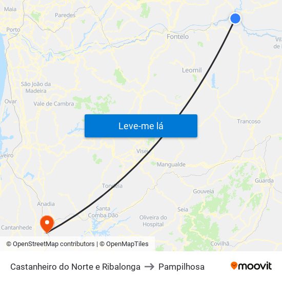 Castanheiro do Norte e Ribalonga to Pampilhosa map