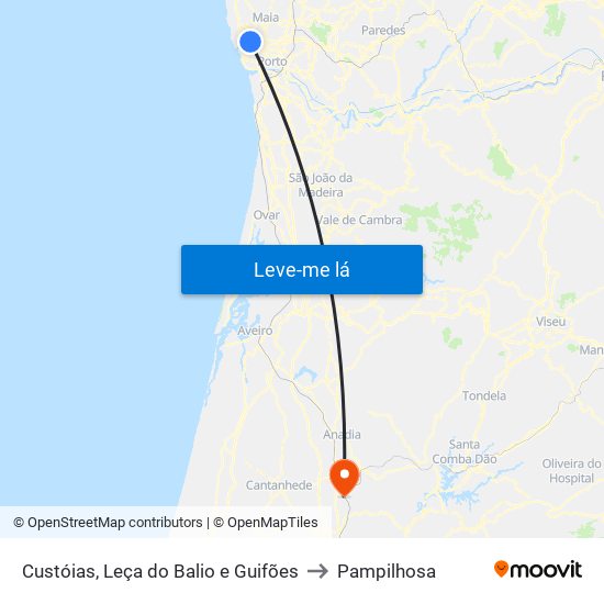 Custóias, Leça do Balio e Guifões to Pampilhosa map