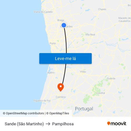 Sande (São Martinho) to Pampilhosa map