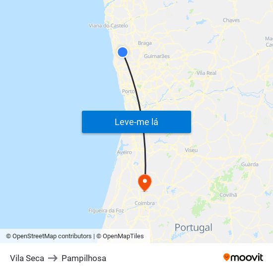 Vila Seca to Pampilhosa map
