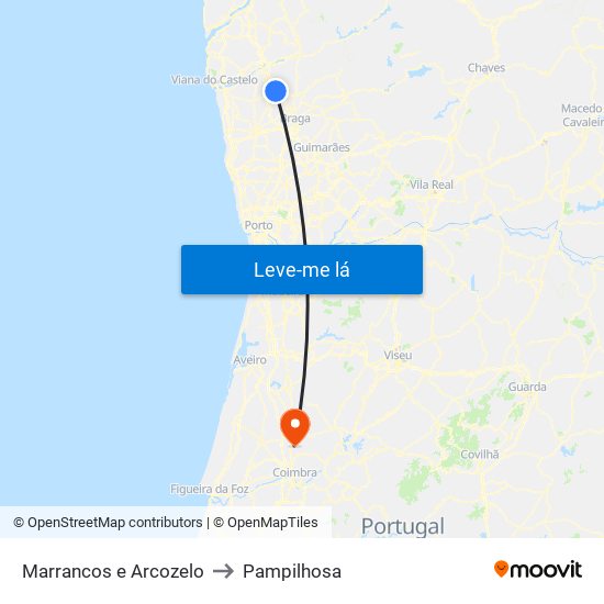 Marrancos e Arcozelo to Pampilhosa map