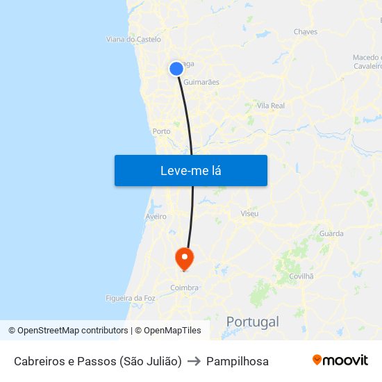 Cabreiros e Passos (São Julião) to Pampilhosa map