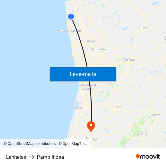 Lanhelas to Pampilhosa map