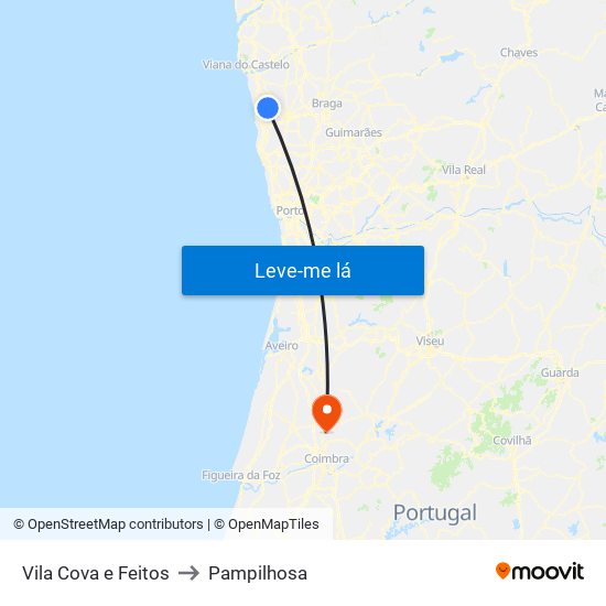 Vila Cova e Feitos to Pampilhosa map