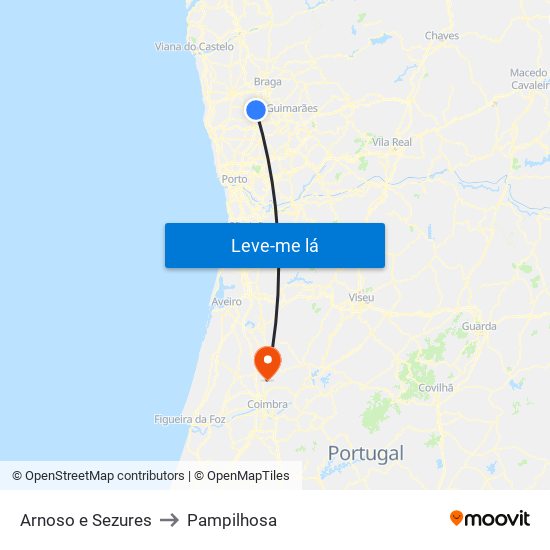 Arnoso e Sezures to Pampilhosa map