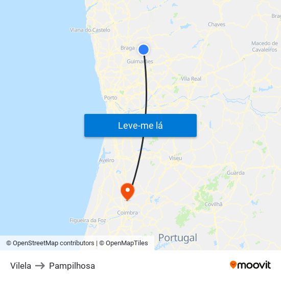 Vilela to Pampilhosa map