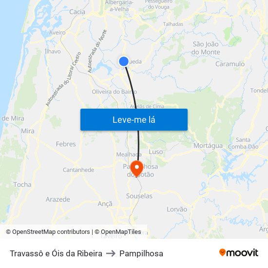 Travassô e Óis da Ribeira to Pampilhosa map