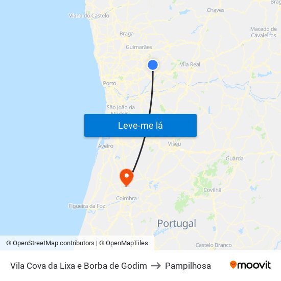 Vila Cova da Lixa e Borba de Godim to Pampilhosa map